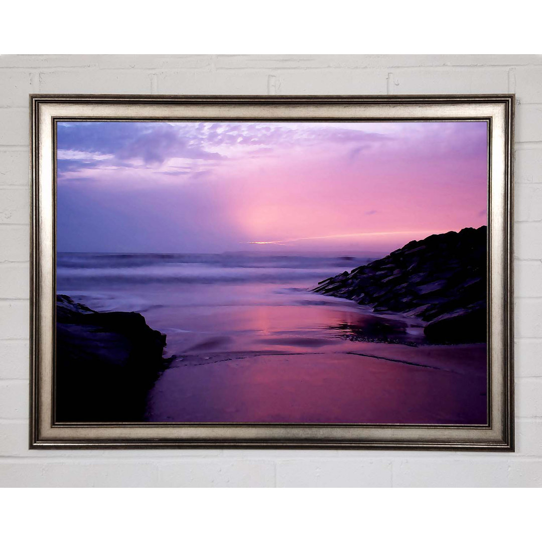 Sonnenuntergang am Strand von Aberavon Gerahmter Druck