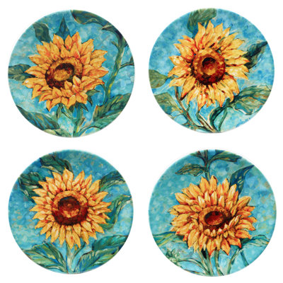 Golden Sunflowers Set of 4 Salad Plates