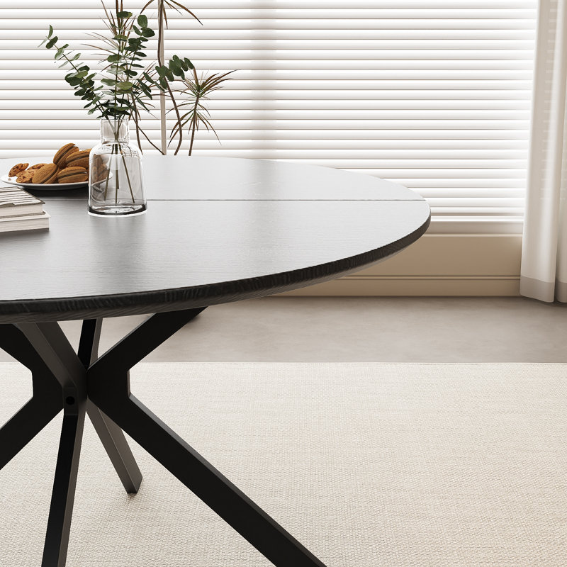 46.5" Wood Round Dining Table, Black