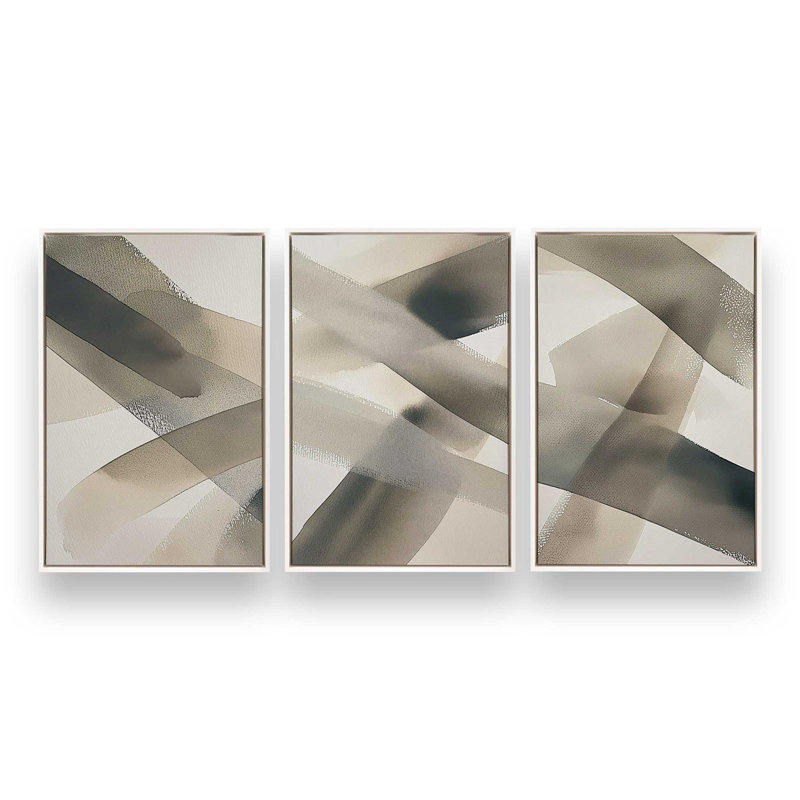 Ensemble de 3 impressions Shadows in Motion, 12 po x 8 po, Cadre flottant blanc opaque