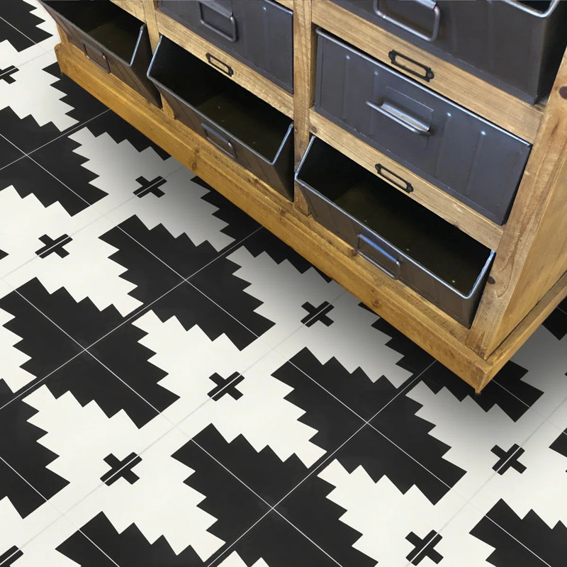 Midar 8" x 8" Wall & Floor Tile, Black/White