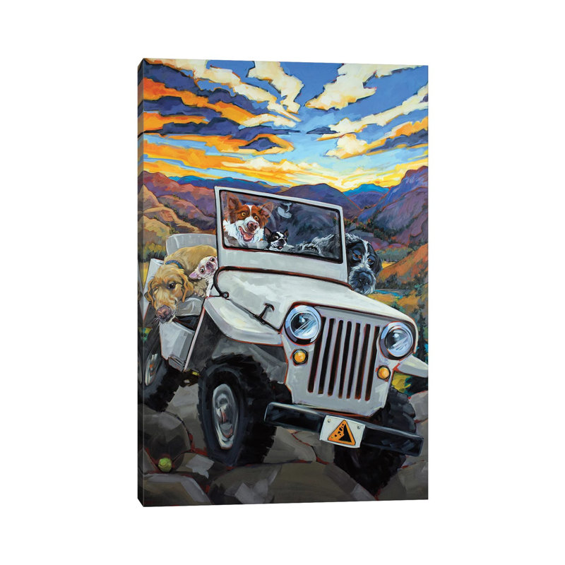 «Watch For Falling Rocks» par CR Townsend - peinture sur toile tendue, H 12 po x l 8 po x P 0,75 po