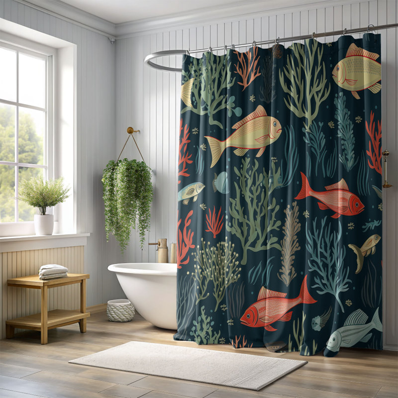 Rideau de douche standard 1 pièce Marine Allure, H 74 po x l 71 po