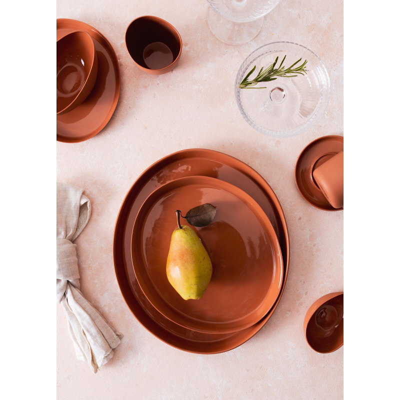 Elegant Terracotta Plate, 5.5 x 6.3 x 0.8 inches | 100% Porcelain, Dishwasher & Microwave Safe | Perfect for Serving Dishes, Stylish Dinnerware for Home & Entertaining, Durable and Easy to Clean