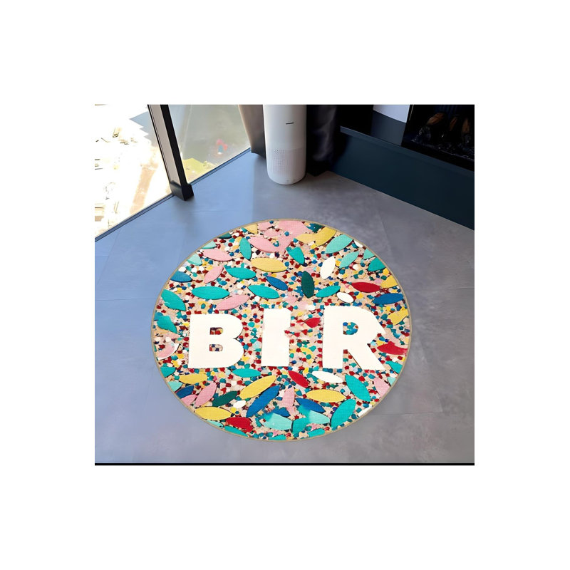 Multi Color Mixed Abstract Pattern Creative Modern Decorative Machine Washable Area Rug, Square 4'11"