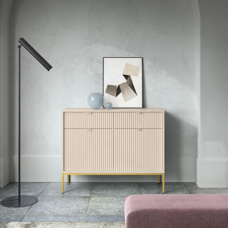 Biagino Sideboard Accent Chest, Beige/Gold