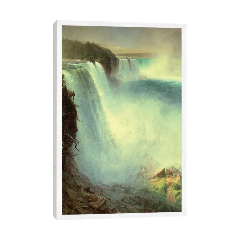 Niagara Falls, from the American Side, 1867 by Frederic Edwin Church - 1 Piece Painting on Canvas, White Framed