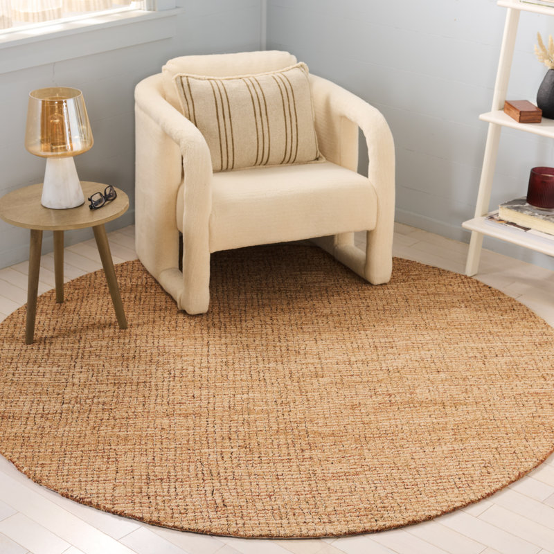 Pine 704 Hand Tufted Wool/Cotton/Latex No Pattern Rug in Natural/Gold, Round 6'