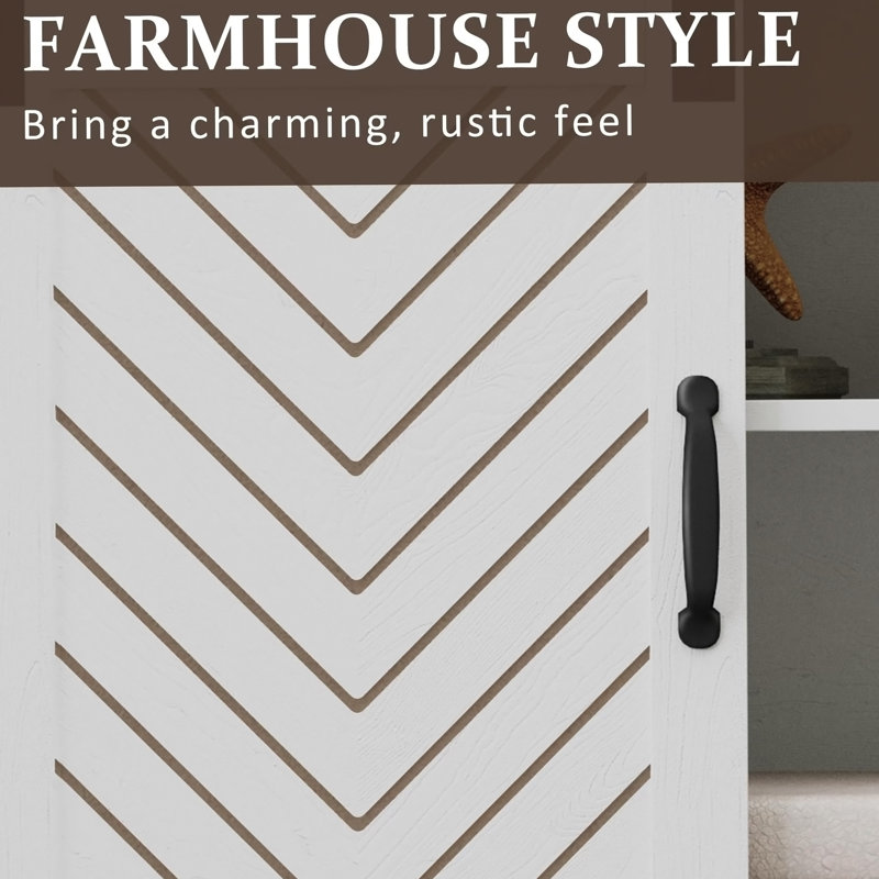 Meuble télé Farmhouse avec portes de grange coulissantes et tablettes réglables
