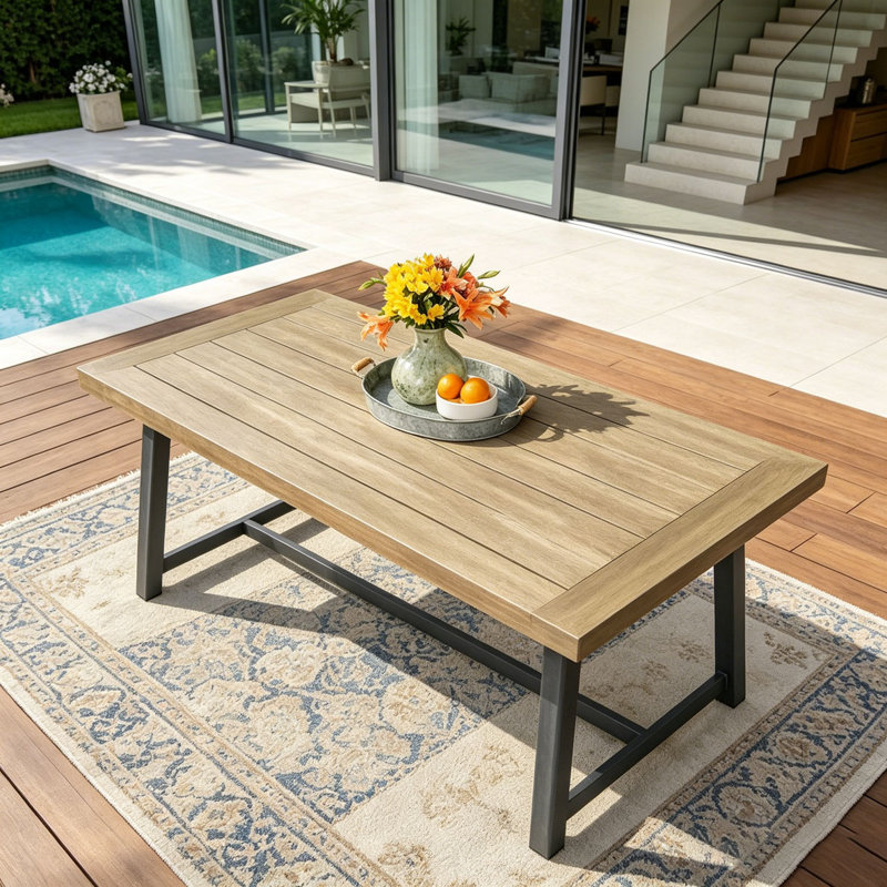 Table de salle à manger d'extérieur en bois d'acacia