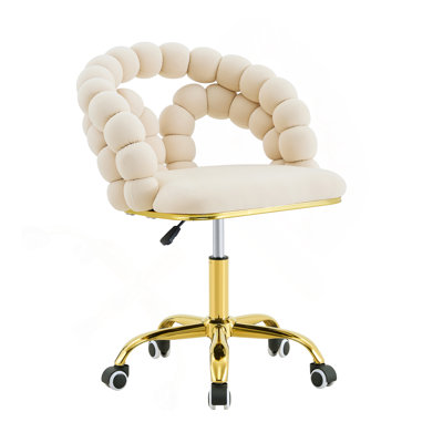 Chaise de bureau pivotante moderne en velours avec dossier à bulles