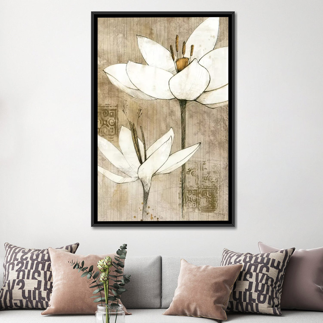 Pencil Floral I Graphic Art Print on Canvas iCanvas Mat 