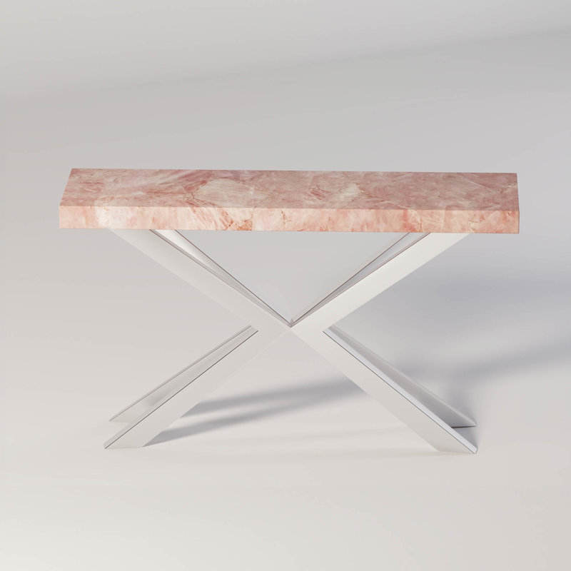 Encroisé Console Table, Pink Quartz