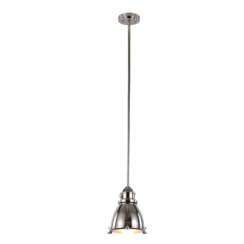Hollister 1 - Light Single Pendant, Polished Nickel, 47.5" H x 7" W x 7" D