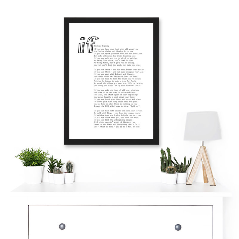 Quote Rudyard Kipling If Poetry Poem - Single Picture Frame Print