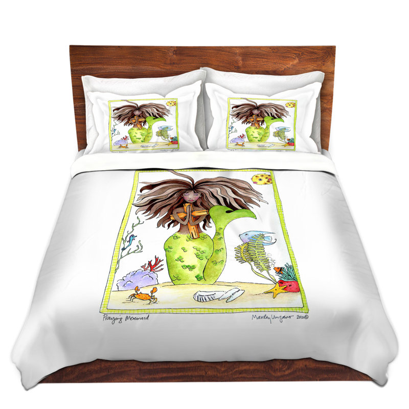 Ensemble de housse de couette priant sirène, 1 housse simple + 1 taie standard