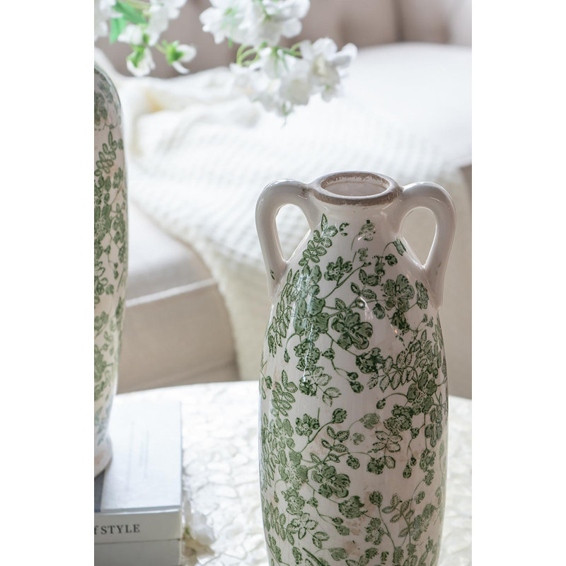 Vase à fleurs - vert / blanc, H 15,6 po x l 5,9 po x P 5,9 po