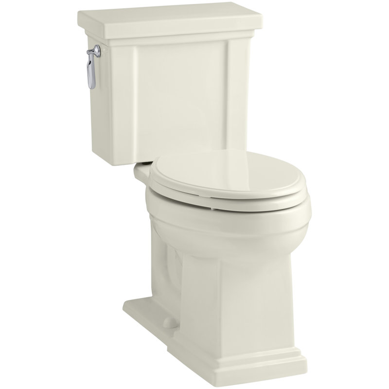 Tresham 1.28 GPF Water Efficient Elongated Two-Piece Toilet (Seat Not Included), Biscuit, Left-Hand