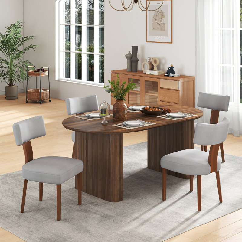 Ensemble de table de salle à manger extensible Modern Farmhouse, 5 pièces: table, 4 chaises, Gris, Noir