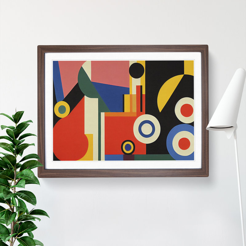 Bauhaus Abstract Vol.1 1 Piece Single Picture Frame Wall Art, 34cm H x 46cm W x 2cm D, Walnut