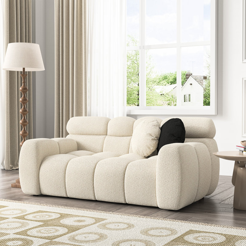 Canapé à accoudoirs arrondis 87,5 po Damesha, Velours vert, H 28 po x l 87,5 po x P 36 po