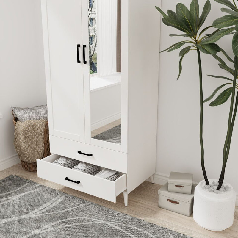 Bostick Solid Wood Wardrobe, White