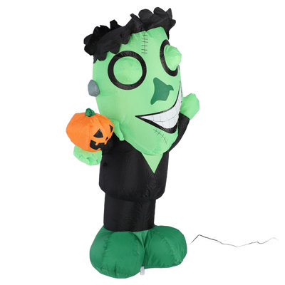 3.9 Foot Tall Lighted Happy Halloween Inflatable Monster Indoor / Outdoor Holiday Blow Up Yard Garden Decoration