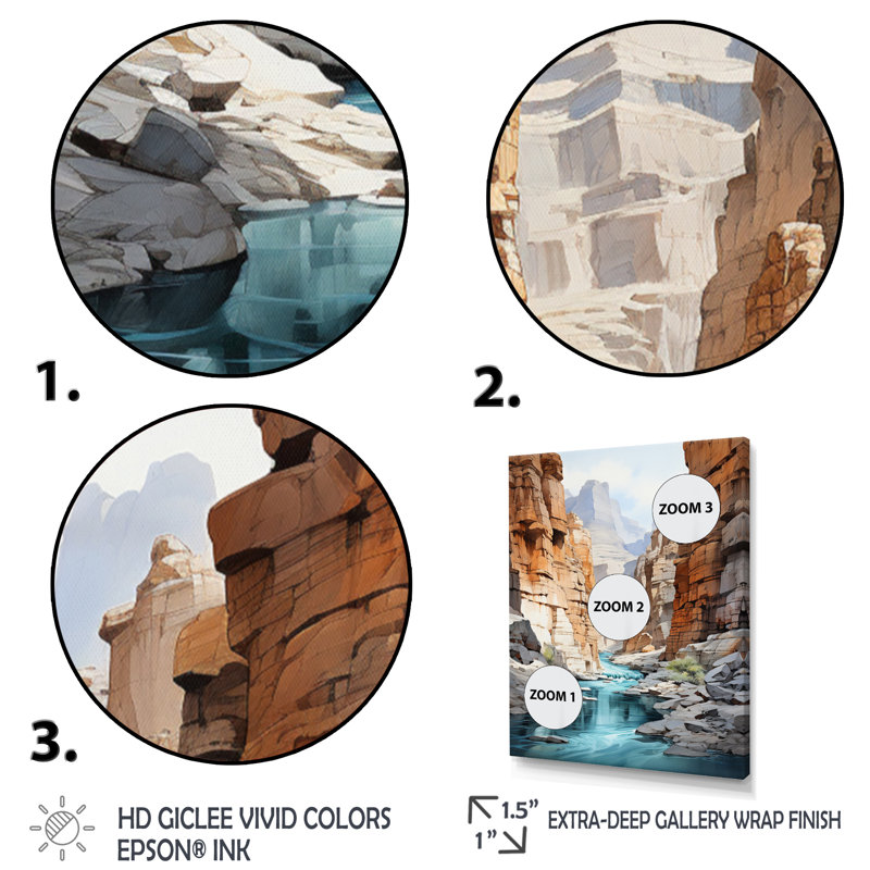 «Llamile Canyon Endless Journey», reproduction sur toile, Cadre flottant doré, H 20 po x l 12 po x P 1 po