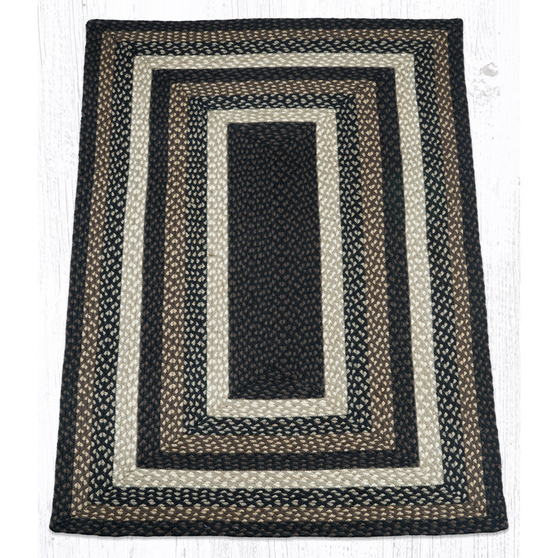  Mocha/Frappuccino Oblong Braided Rug Handwoven Jute, Rectangle 3' x 5'