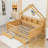 Full Wooden House Platform Bed with 2 Drawers and Shelves-614170009