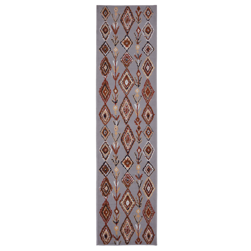 Tapis géométrique bleu, Tapis de couloir 2 pi x 8 pi