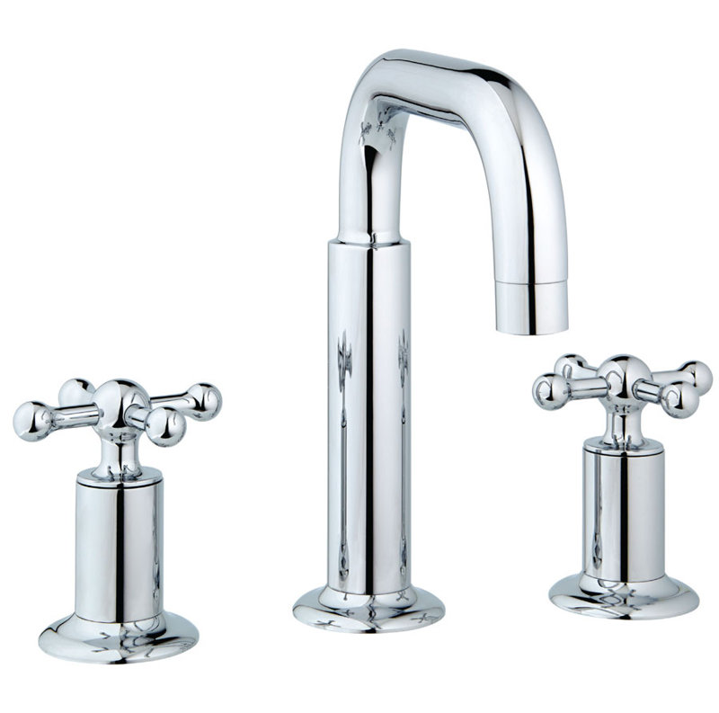 Widespread Bathroom Faucet with Drain, Polished Chrome