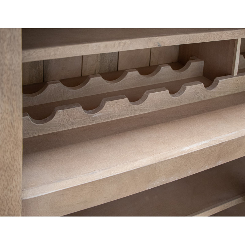 Natural Parota Solid Wood Bar with Wine Rack - 63"