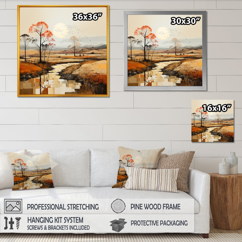 «Desert Prairies Peace Peace Sunset» sur toile, Cadre simple blanc, H 36 po x l 36 po x P 1,5 po