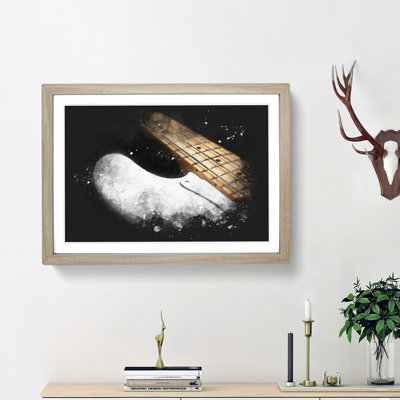 Strings of a White Bass Guitar - Picture Frame Graphic Art Print