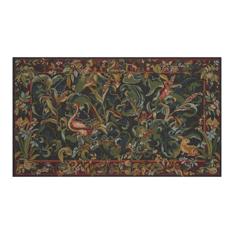 Animals Aristoloches Green European Tapestry Wall Hanging