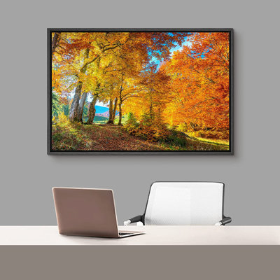 Automne, automne, jaune, arbre, forêt, nature, paysage, automne, images encadrées sur toile