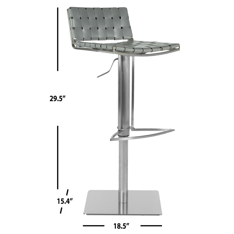 Barber Swivel Upholstered Adjustable Height Counter Stool with Metal Frame, Gray
