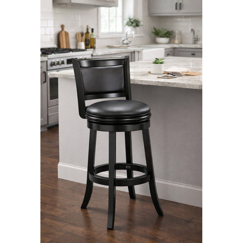 Comptoir pivotant, bar et très grand tabouret en bois Analuz, Noir, Tabouret de bar (siège d'une hauteur de 30 po), Noir