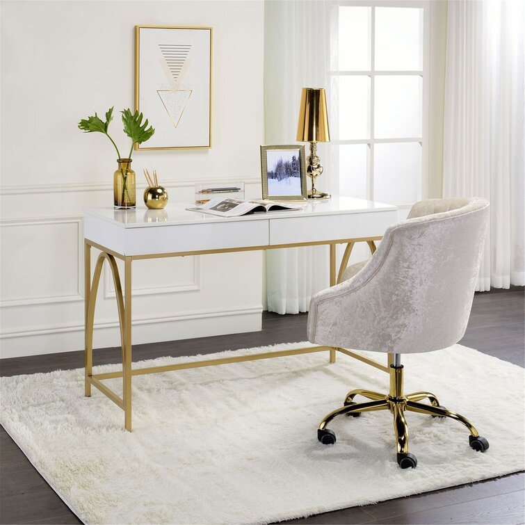 Secil Modern Desk with 2 Drawers Everly Quinn Color: Gold, Size: 29.9 H x 41.7 L x 19.7 W