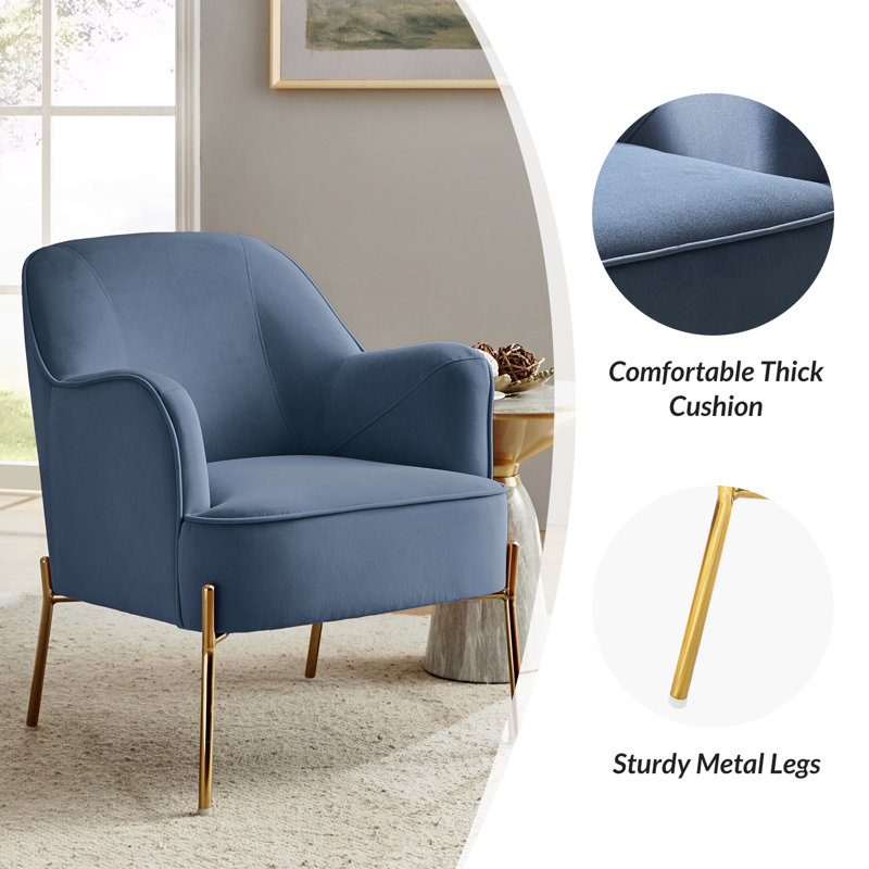 Cleo 26" Wide Contemporary Chair With Recessed Arms, Slate Blue