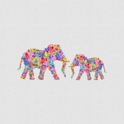 Éléphants floraux - peinture sur toile tendue