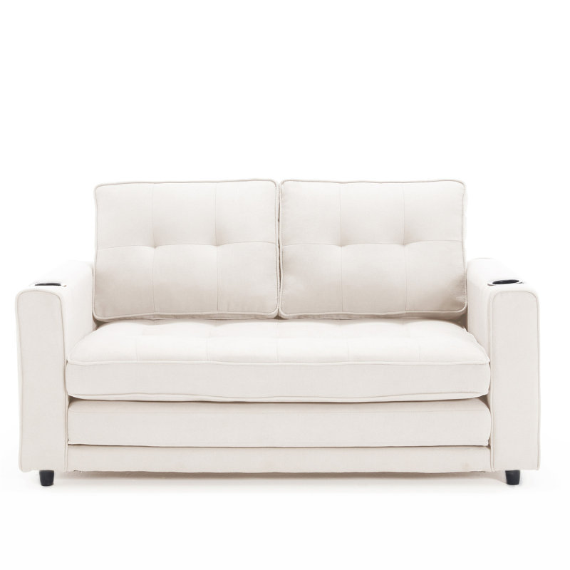 {Vidéo fournie} Canapé-lit convertible 3-en-1 pour futon, Beige