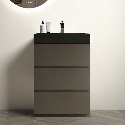 Meuble-lavabo autoportant moderne avec lavabo sans drain et robinet