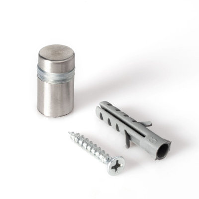 Stainless Steel Standoff 1/2 Inch Diameter X 1/2 Inch Barrel Length Brushed Finish For PVC, Glass And Acrylic Sign Stand Off Wall Anchors And Screws 100 Piece Commercial Space Pack