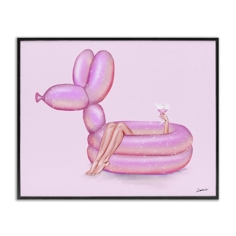 Art de giclée de ballons d'animaux par Ziwei Li, H 11 po x l 14 po, Giclée encadrée noir minuit