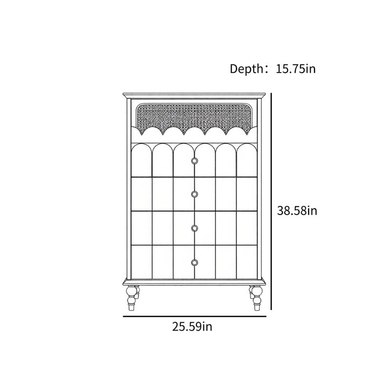 Armoire d'appoint en rotin haut de gamme de style rétro, Brun