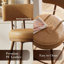 Swivel Upholstered and Steel Counter Stool with Solid Wood Frame-1607688348