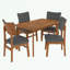 Ensemble de table de salle à manger 5 pièces à structure en bois avec 4 chaises rembourrées