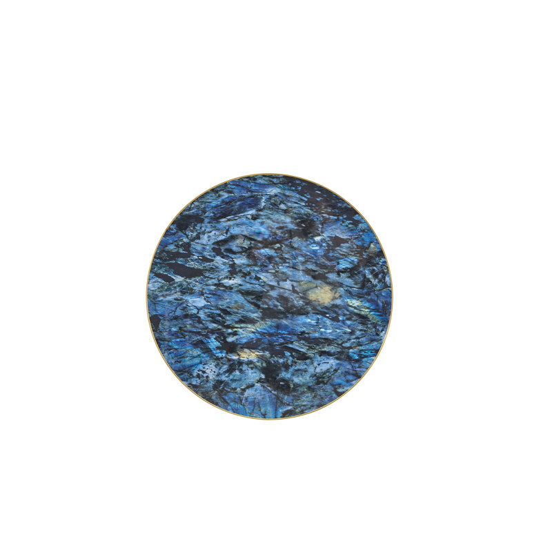 Comptoir rond en MDF de 23,6 pouces recouvert de peinture UV, Blue / Silver